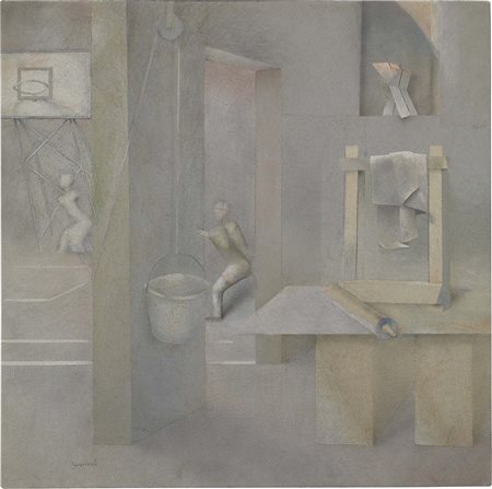 Carlo Guarienti Treviso 1923 Interno eterno Tecnica mista su pannello, cm....