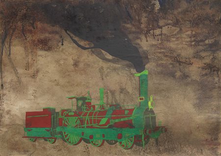 Luca Pignatelli Milano 1962 Treno Tecnica mista su carta trattata, cm. 70x100...