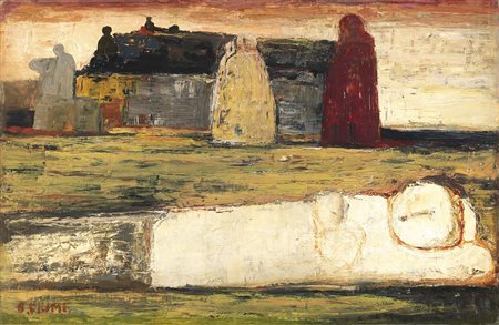 Salvatore Fiume Comiso (Rg) 1915 - Milano 1997 Isola di pietra Olio su...