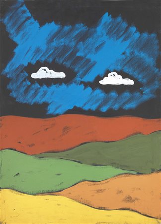 Tano Festa Roma 1938 - 1987 Paesaggio, 1987 Acrilico su tela, cm. 70x50 Firma...