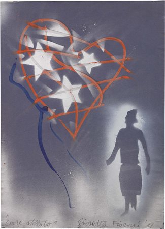 Giosetta Fioroni Roma 1933 Cuore stellato, 2007 Olio e tecnica mista su carta...