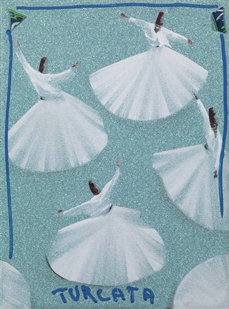 Aldo Mondino Torino 1939 - 2005 Turcata, 1999 Olio su linoleum, cm. 81x61...