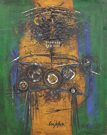 Roberto Crippa Milano 1921 - Bresso (Mi) 1972 Totem, 1956 Tecnica mista su...