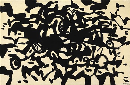 Carla Accardi Trapani 1924 - Roma 2014 Lotta di polipi, 1955 Caseina su tela,...