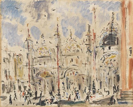 Filippo de Pisis Ferrara 1896 - Milano 1956 Venezia - San Marco, 1947 Olio su...