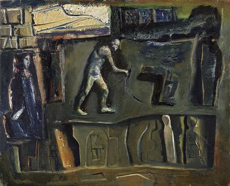 Mario Sironi Sassari 1885 - Milano 1961 Composizione, 1954 ca. Olio su tela,...