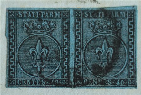 Parma 1852- num. 5 in coppia su frammento Prezzo di catalogo : 3.250 €