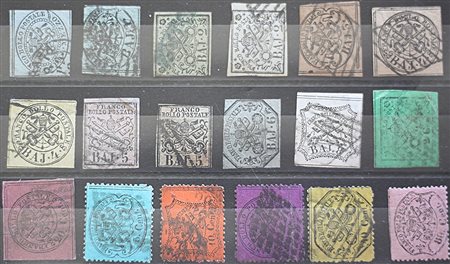 Stato Pontificio 1852/67-lotto di num. 18 francobolli di seconda scelta...