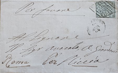 Stato Pontificio 1852-lotto di 6 francobolli su 6 buste, num. 2,3,4,6,9,26...