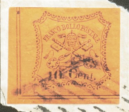 Stato Pontificio 1867-num.17 su frammento, angolo di foglio Prezzo di...