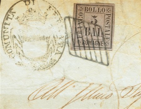 Romagne 1859- num. 6 usato su frammento Prezzo di catalogo : 850 €