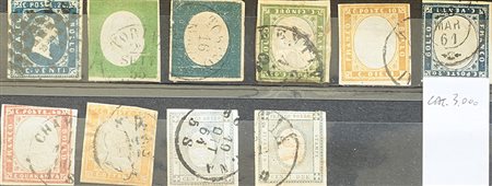 Sardegna 1851/63-lotti di 10 francobolli di seconda scelta Prezzo di catalogo...