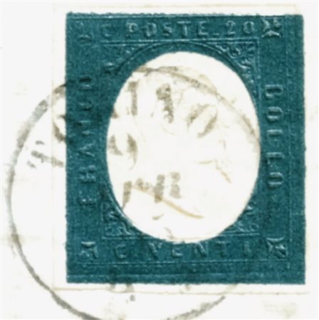 Sardegna 1854-num.8 su frammento Prezzo di catalogo : 475 €