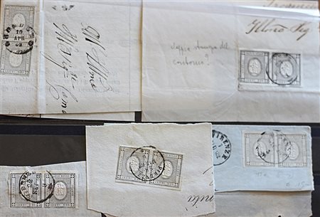 Sardegna 1861-num.19, 5 coppie su frammenti Prezzo di catalogo : 375 €