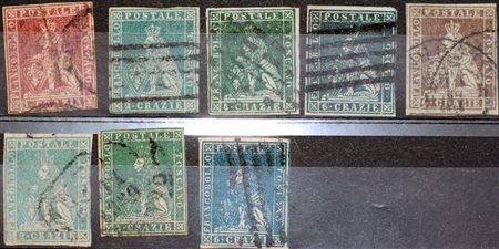 Toscana 1851/57-lotto di num.8 francobolli num. 4,5,6,7,8,13,14,15 Prezzo di...