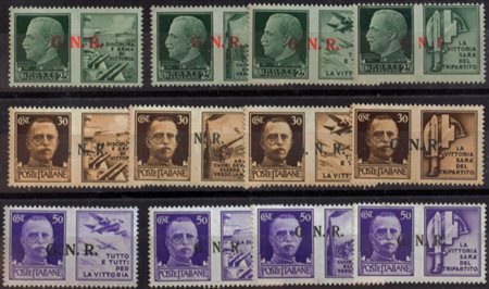 1944 propaganda di guerra num.13-24 senza linguella, soprastampe miste Prezzo...