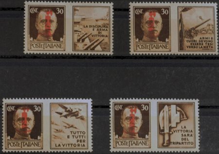 1944 propaganda di guerra num.29D-32D senza linguella, soprastampati in rosso...