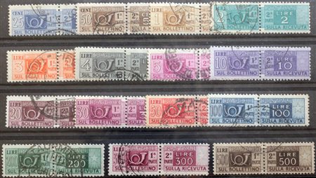 1948/51 pacchi postali 66-80 usati, num.78,79,80 con certificato Biondi...