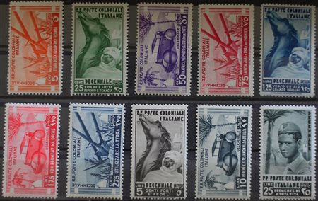 1933 emissioni generali num.32-41 senza linguella Prezzo di catalogo : 450 €