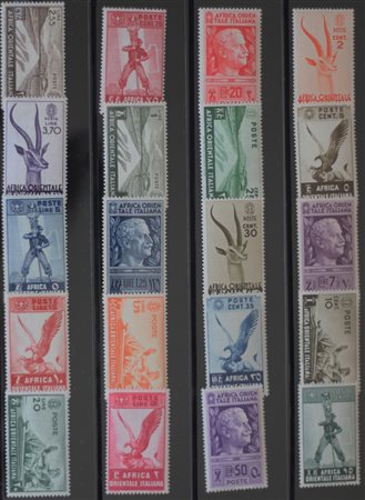 1938 Africa orientale italiana num.1/20 senza linguella + posta aerea 1/13 +...