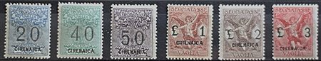 1924 Cirenaica segnatasse per vaglia num.1-6 senza linguella Prezzo di...