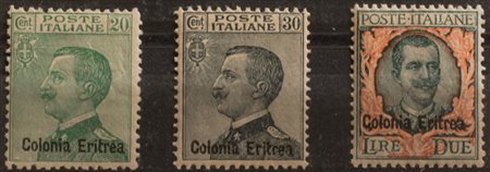 1925 Eritrea num.93-95 senza linguella Prezzo di catalogo : 550 €