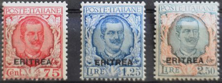 1926 Eritrea num.113-115 senza linguella Prezzo di catalogo : 1.250 €