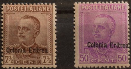 1928/29 Eritrea num.142,143 senza linguella Prezzo di catalogo : 400 €