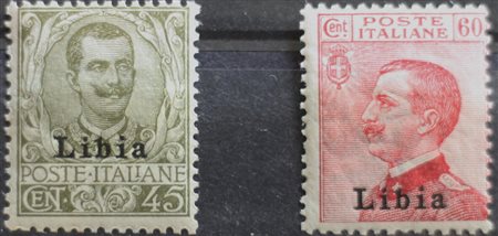 1917/18 Libia num.18,19 senza linguella Prezzo di catalogo : 250 €