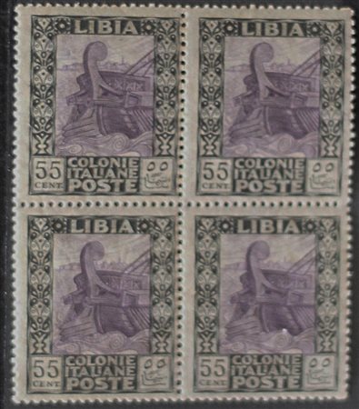 1921 Libia num.29 in blocco di 4 senza linguella Prezzo di catalogo : 400 €