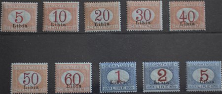 1915 Libia segnatasse num.1-10 senza linguella Prezzo di catalogo : 550 €
