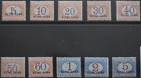 1925 Oltre Giuba segnatasse num.1-10 senza linguella Prezzo di catalogo :...