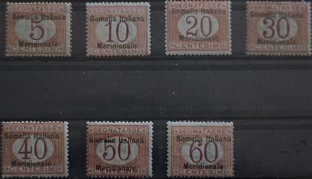1906 Somalia segnatasse num.1-7 linguellati Prezzo di catalogo : 985 €