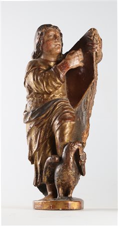 MANIFATTURA SPAGNOLA DEL XVII SECOLO San Giovanni evangelista in legno dorato...