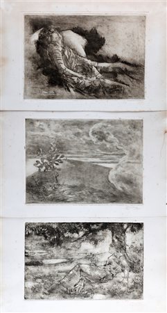 CONCONI LUIGI (1852 - 1917) Gruppo di tre acqueforti. . Cm 34,00 x 23,00....