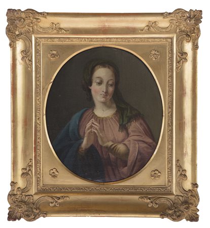 ARTISTA DEL XIX SECOLO Madonna in preghiera. Olio su tela . Cm 30,00 x 35,00....