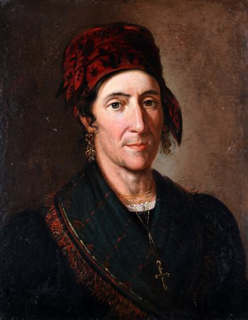 ANONIMO DEL XIX SECOLO Ritratto. Olio su tavola. Cm 42,00 x 53,00. . Cornice...