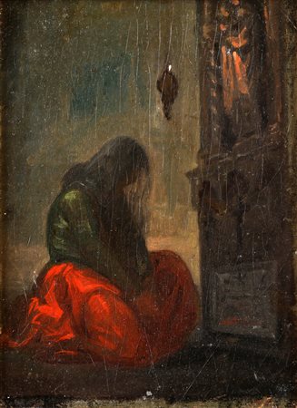 ARTISTA DEL XIX SECOLO L'Addolorata. Olio su tela . Cm 18,00 x 24,00. Al...