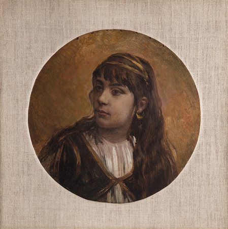 ARTISTA DEL XIX SECOLO Ritratto di donna. Olio su metallo,. Cm 32,00. Al...