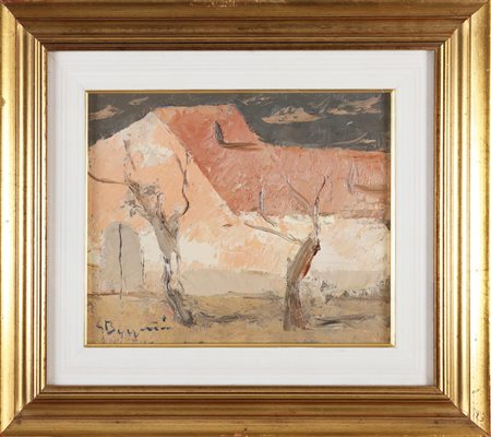 BERGOMI GIACOMO (1923 - 2003) Paesaggio. Olio su tela . Cm 30,00 x 25,00....