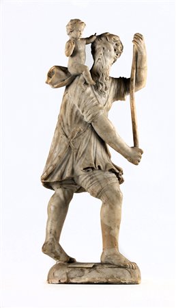 ARTISTA VENETO DEL XVII SECOLO San Cristoforo. Marmo. Cm 54,00.