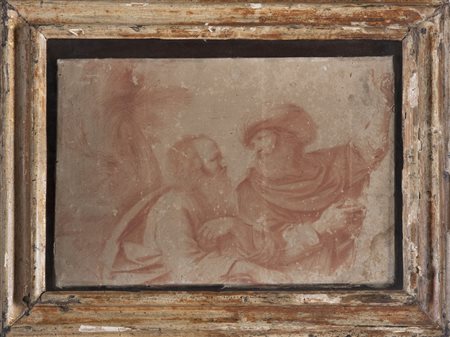 ARTISTA EMILIANO DEL XVII SECOLO Disegno a sanguigna raffigurante due...