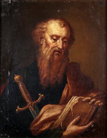 ARTISTA LOMBARDO DEL XVII SECOLO San Paolo apostolo. Olio su tela . Cm 57,00...