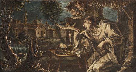 ARTISTA VENETO DEL XVII SECOLO Frate eremita. Olio su tela . Cm 42,50 x...