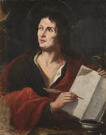 ARTISTA DEL XVII SECOLO San Giovanni evangelista. Olio su tela . Cm 73,50 x...