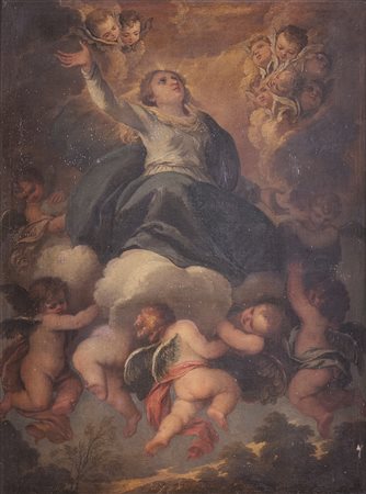 ARTISTA NORDITALIANO DEL XVII SECOLO Assunzione della Vergine. . Olio su tela...