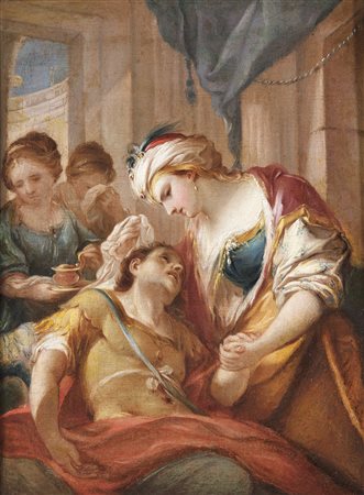 ARTISTA DEL XVIII SECOLO Morte di Marcantonio. Olio su tela . Cm 22,50 x...