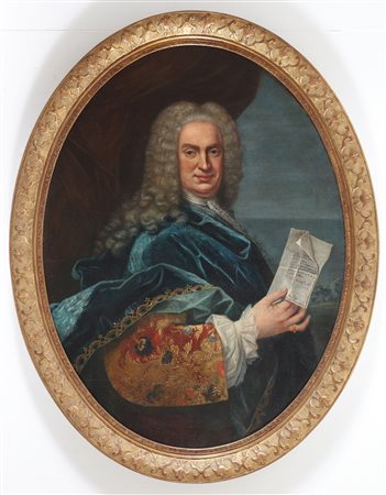 TOMMASO PARODI (XVII-XVIII SECOLO) Ritratto di nobiluomo. . Olio su tavola....