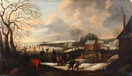 HEEREMANS THOMAS (1641 - 1694) Ambiente di. Paesaggio invernale con...