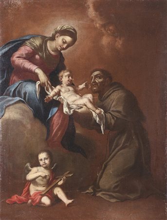 ARTISTA LOMBARDO DEL XVII SECOLO Madonna con bambino, amorino e San...